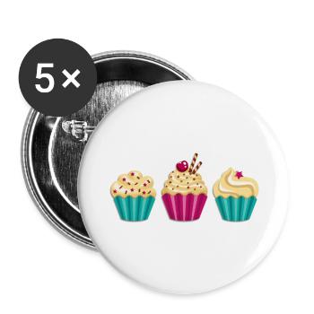 Cupcake - Muffin - Donut - Ice cream - chocolate - - Buttons small 1''/25 mm (5-pack) - white - Front