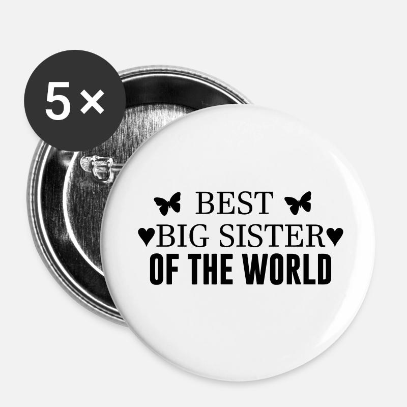Beste Schwester - Buttons klein 25 mm (5er Pack) - Weiß