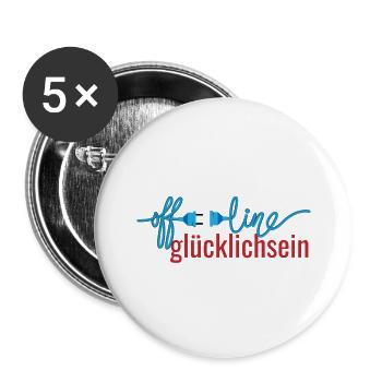 offline glücklichsein - Buttons klein 25 mm (5er Pack) - Weiß - Vorne