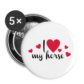 cheval - Lot de 5 petits badges (25 mm) - blanc - Devant