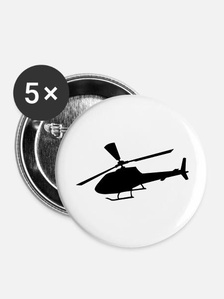 hubschrauber - Buttons klein 25 mm (5er Pack) - Weiß