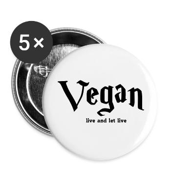 vegan live - Buttons klein 25 mm (5er Pack) - Weiß - Vorne