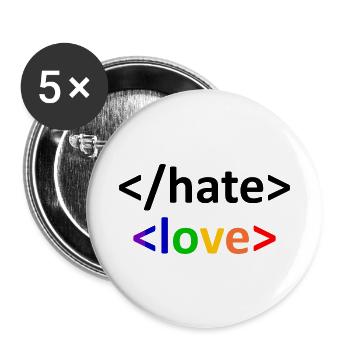 Chemise de morue gay pride - Lot de 5 petits badges (25 mm) - blanc - Devant