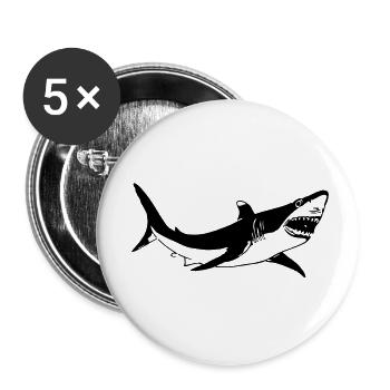 Weißer Hai - Buttons klein 25 mm (5er Pack) - Weiß - Vorne