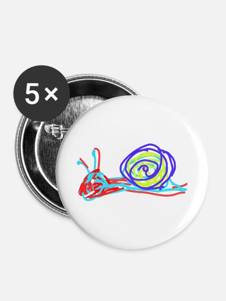 Schnecke Nacktschnecke - Buttons klein 25 mm (5er Pack) - Weiß