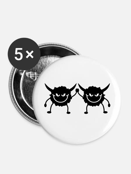 Cheeky Monster Team - Buttons klein 25 mm (5er Pack) - Weiß