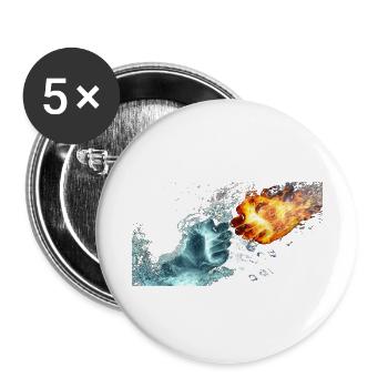 fire and water - Buttons small 1''/25 mm (5-pack) - white - Front
