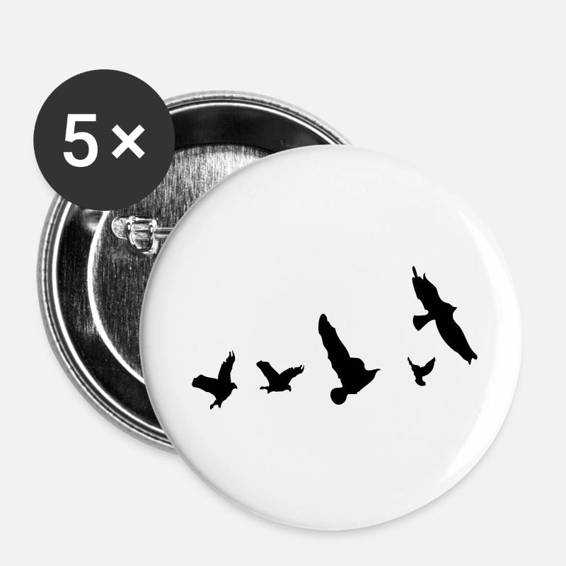 Fliegende Taube Vögel - Buttons klein 25 mm (5er Pack) - Weiß