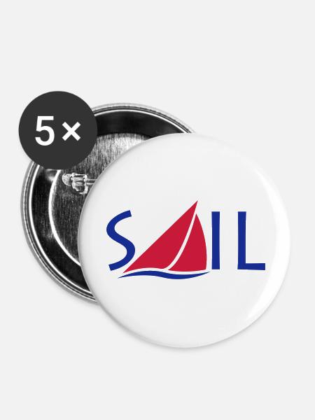 Sail Logo - Buttons klein 25 mm (5er Pack) - Weiß