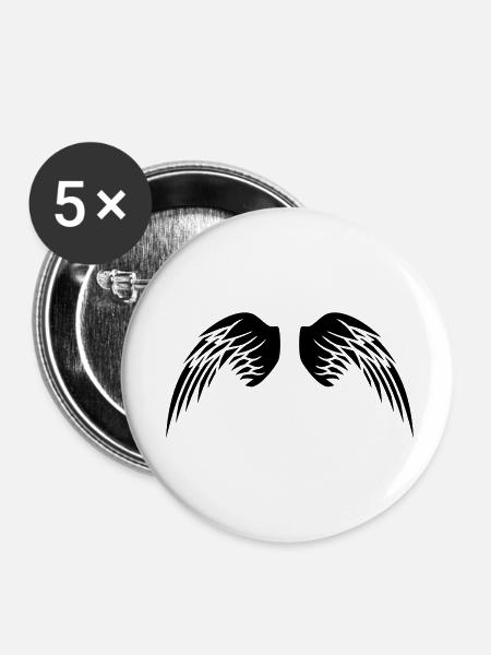 Angel Wings - Buttons klein 25 mm (5er Pack) - Weiß