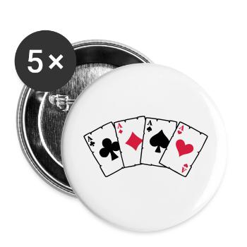 Cartes Poker - Cartes Poker - Lot de 5 petits badges (25 mm) - blanc - Devant
