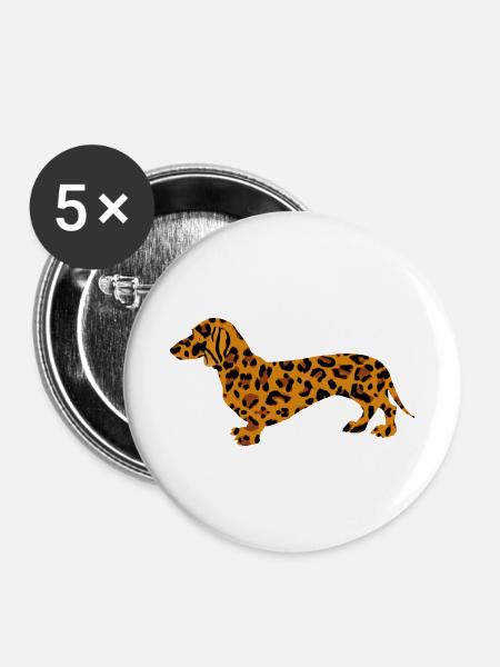Tiger Dackel - Buttons klein 25 mm (5er Pack) - Weiß
