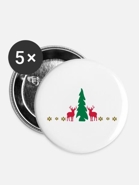 winter weihnacht hirsch - Buttons klein 25 mm (5er Pack) - Weiß
