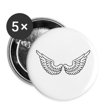 Flügel Engelsflügel Vogelflügel, Flugzeugpilot - Buttons klein 25 mm (5er Pack) - Weiß - Vorne