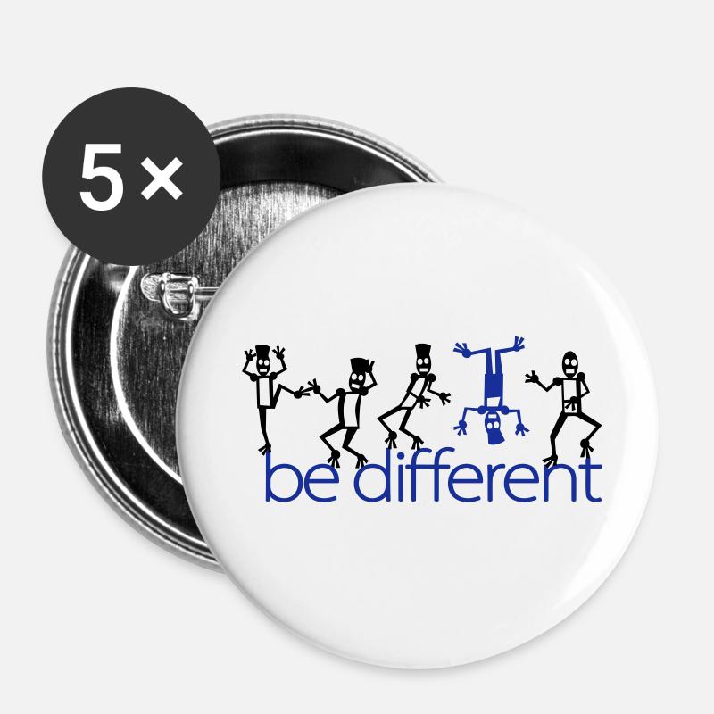 be different (2c) - Buttons small 1''/25 mm (5-pack) - white