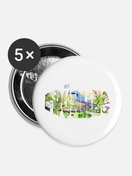 frühling 1 - Buttons klein 25 mm (5er Pack) - Weiß