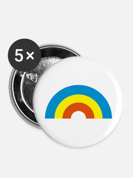 Regenbogen - Buttons klein 25 mm (5er Pack) - Weiß