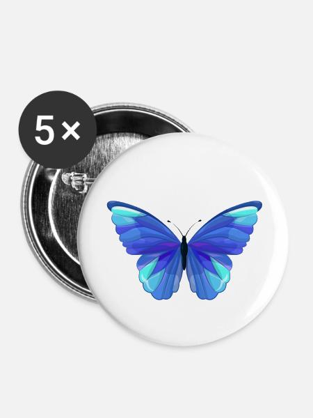 Schmetterling - Buttons klein 25 mm (5er Pack) - Weiß