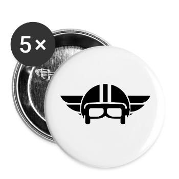 Vintage Motorradhelm mit Flügel - Buttons klein 25 mm (5er Pack) - Weiß - Vorne