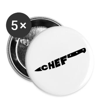 chef couteau - Lot de 5 petits badges (25 mm) - blanc - Devant