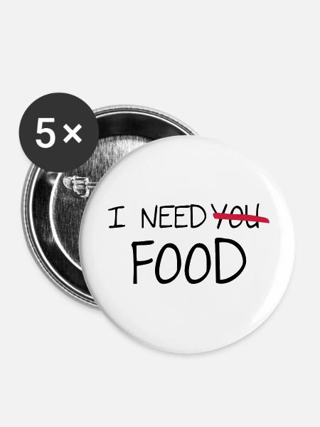 Food - Buttons klein 25 mm (5er Pack) - Weiß