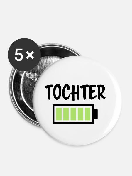 Tochter - Akku - Buttons klein 25 mm (5er Pack) - Weiß