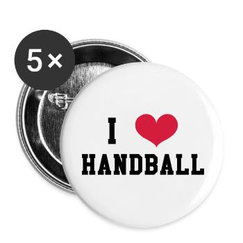 I Love Handball - Buttons small 1''/25 mm (5-pack) - white - Front