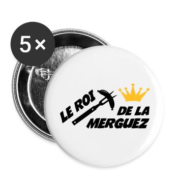 Le Roi de la Merguez ! - Lot de 5 petits badges (25 mm) - blanc - Devant
