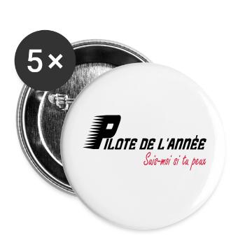 Pilote de l'année suis moi si tu peux - Lot de 5 petits badges (25 mm) - blanc - Devant