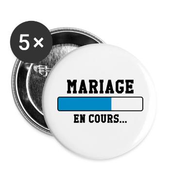 Mariage en cours ... - Lot de 5 petits badges (25 mm) - blanc - Devant