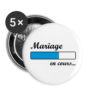 Mariage en cours ... - Lot de 5 petits badges (25 mm) - blanc - Devant