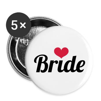 Bride - Wedding - Lot de 5 petits badges (25 mm) - blanc - Devant