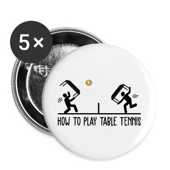 Comment jouer au tennis de table tennis de table tshirt sport - Lot de 5 petits badges (25 mm) - blanc - Devant