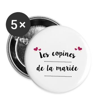 Les copines de la mariée - Lot de 5 petits badges (25 mm) - blanc - Devant