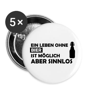 ein leben ohne bier - Buttons klein 25 mm (5er Pack) - Weiß - Vorne