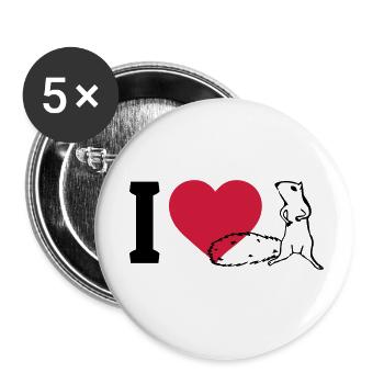 I love Squirrels j'aime les écureuils - Lot de 5 petits badges (25 mm) - blanc - Devant
