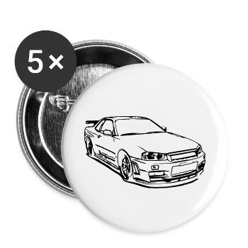 Skyline GTR R34 - Buttons small 1''/25 mm (5-pack) - white - Front