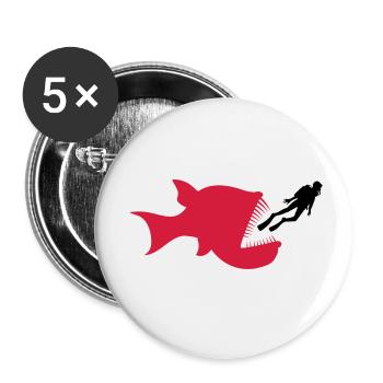 monster diver deep sea fish dangerous teeth h - Buttons small 1''/25 mm (5-pack) - white - Front