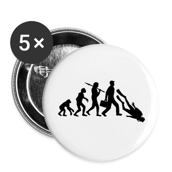 evolution taucher sport spass entwicklung lustig v - Buttons klein 25 mm (5er Pack) - Weiß - Vorne