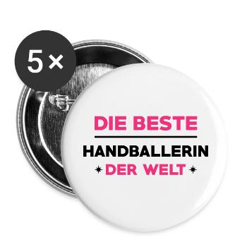 Handball Handballer Handballspieler Handballerin - Buttons klein 25 mm (5er Pack) - Weiß - Vorne