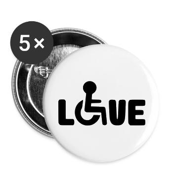 Amour en fauteuil roulant # - Lot de 5 petits badges (25 mm) - blanc - Devant