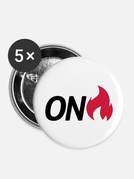 on fire - Buttons klein 25 mm (5er Pack) - Weiß