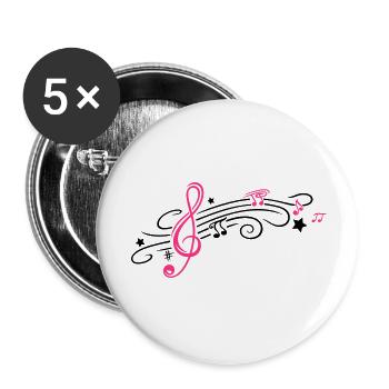Musik, Notenschlüssel mit Notenblatt und Noten - Lot de 5 petits badges (25 mm) - blanc - Devant
