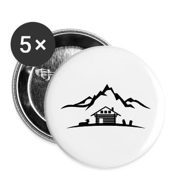 Landschaft - Berge Alm - Buttons klein 25 mm (5er Pack) - Weiß - Vorne