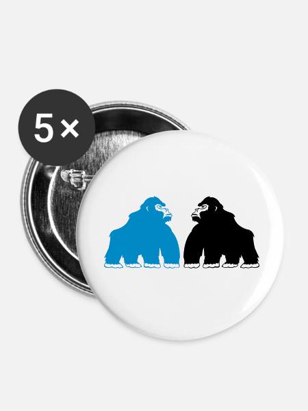 gorillas_02 - Buttons klein 25 mm (5er Pack) - Weiß