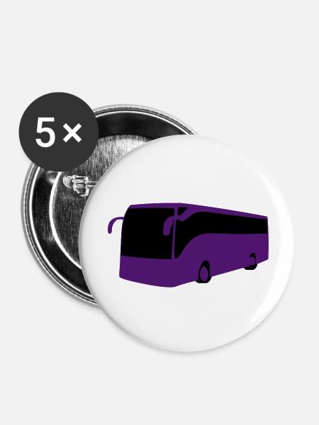 Reisebus - Buttons klein 25 mm (5er Pack) - Weiß