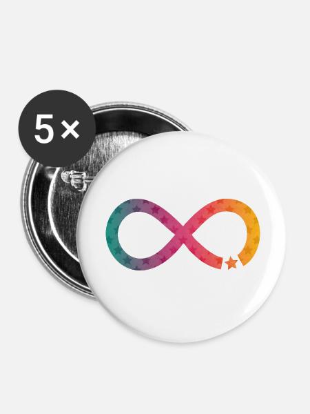 Unendlichkeit Stern Regenbogen - Buttons klein 25 mm (5er Pack) - Weiß