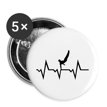 Turnen EKG Herzschlag, Turner - Buttons klein 25 mm (5er Pack) - Weiß - Vorne