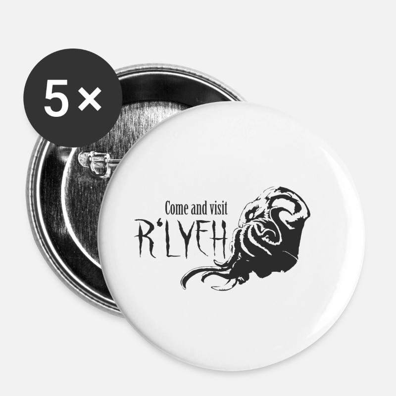 Come and visit R'lyeh - Cthulhu / Lovecraft - Buttons klein 25 mm (5er Pack) - Weiß