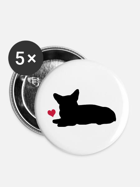 Corgi - Buttons klein 25 mm (5er Pack) - Weiß